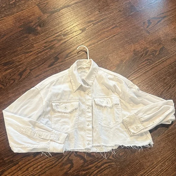 Moussy Vintage White Cropped Denim Jacket (244) - Picture 1 of 9